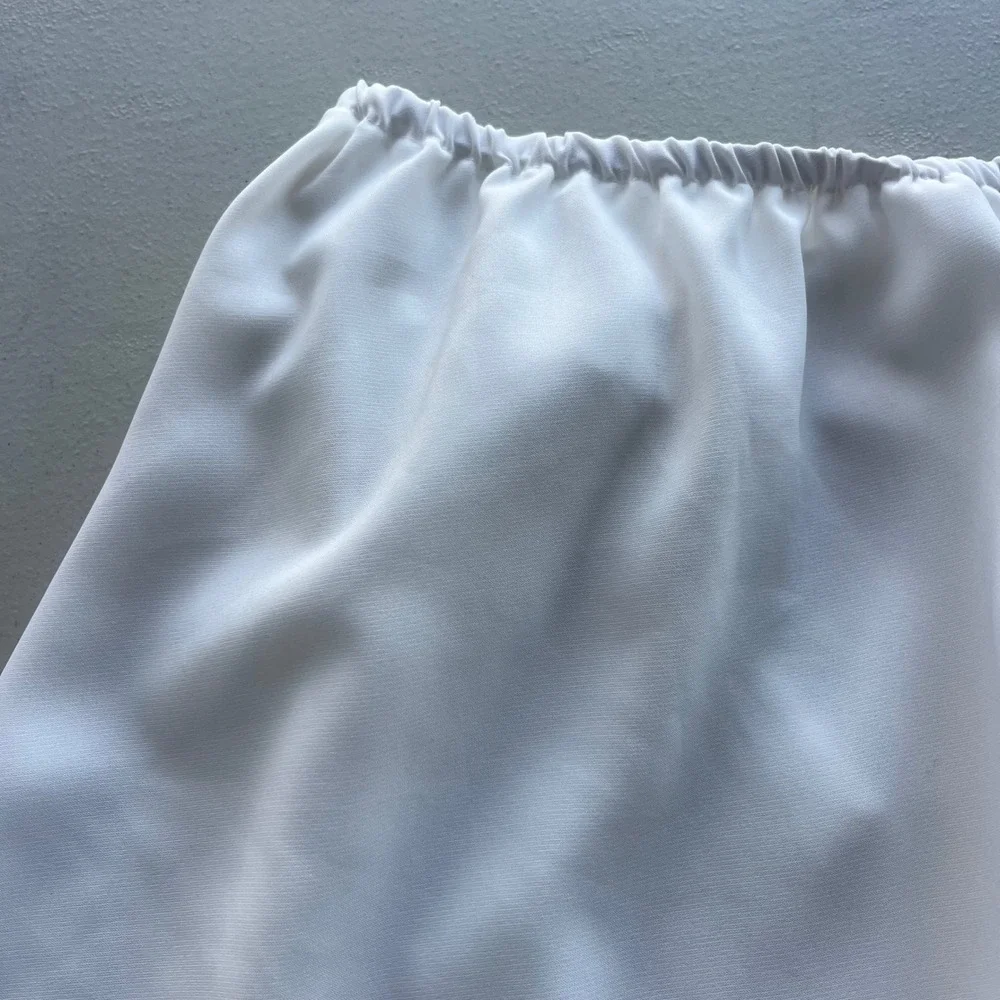 Greathe XL White Ruffle Hem Bow Elastic Waist Flowy Dancer Balletcore Wrap Skirt